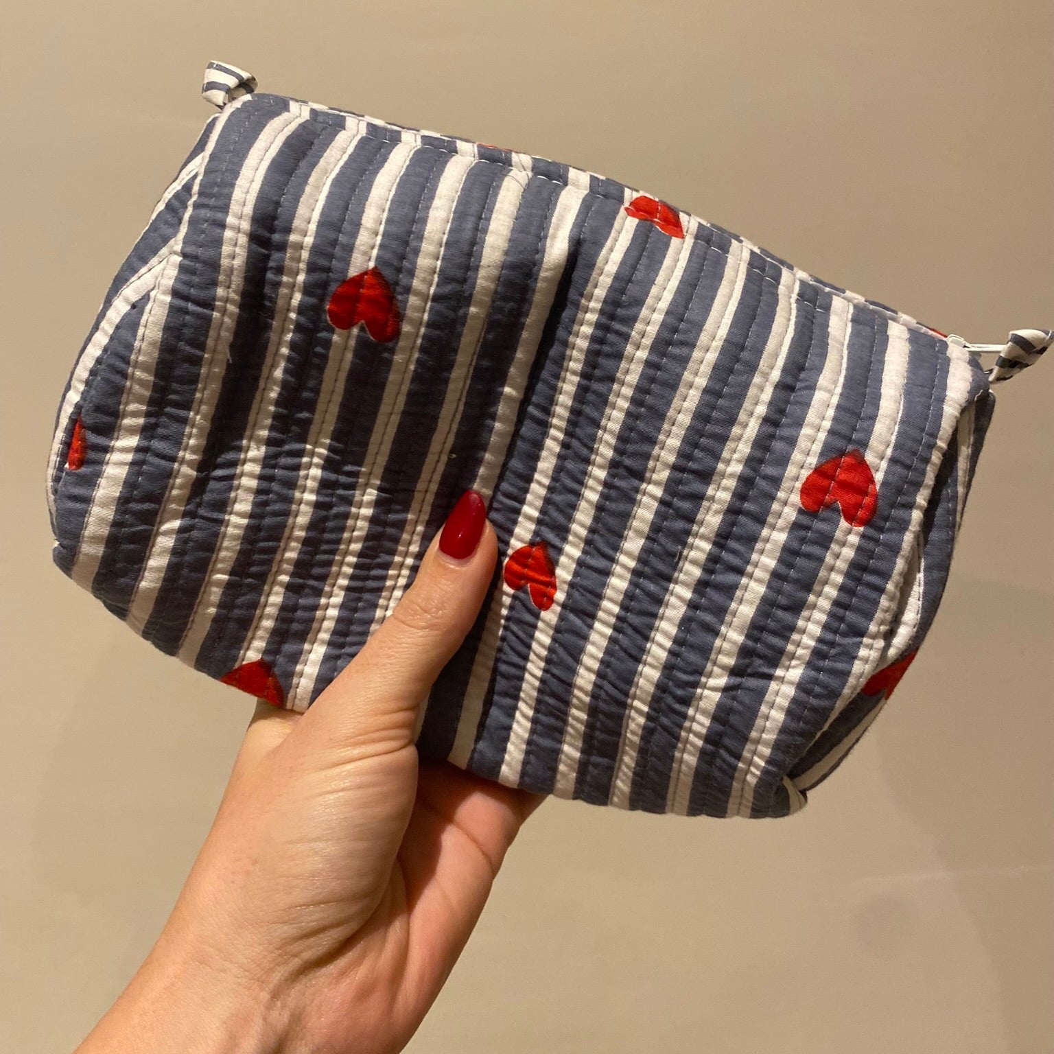 Toilettas grijs gestreept ❤️