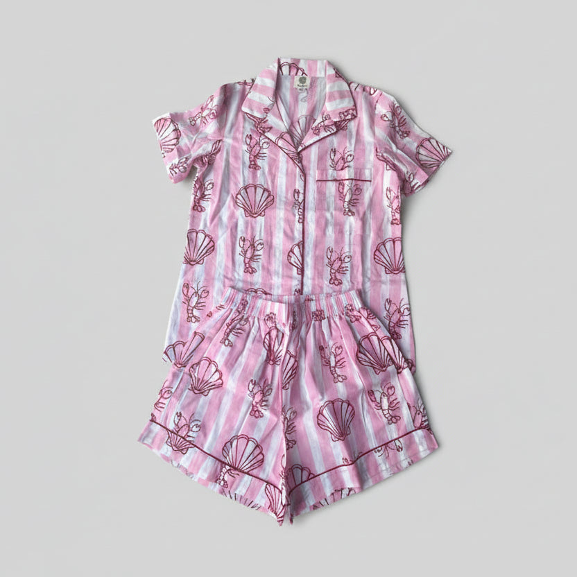 100% Katoenen zomerpyjama - Shell Stripes 🐚