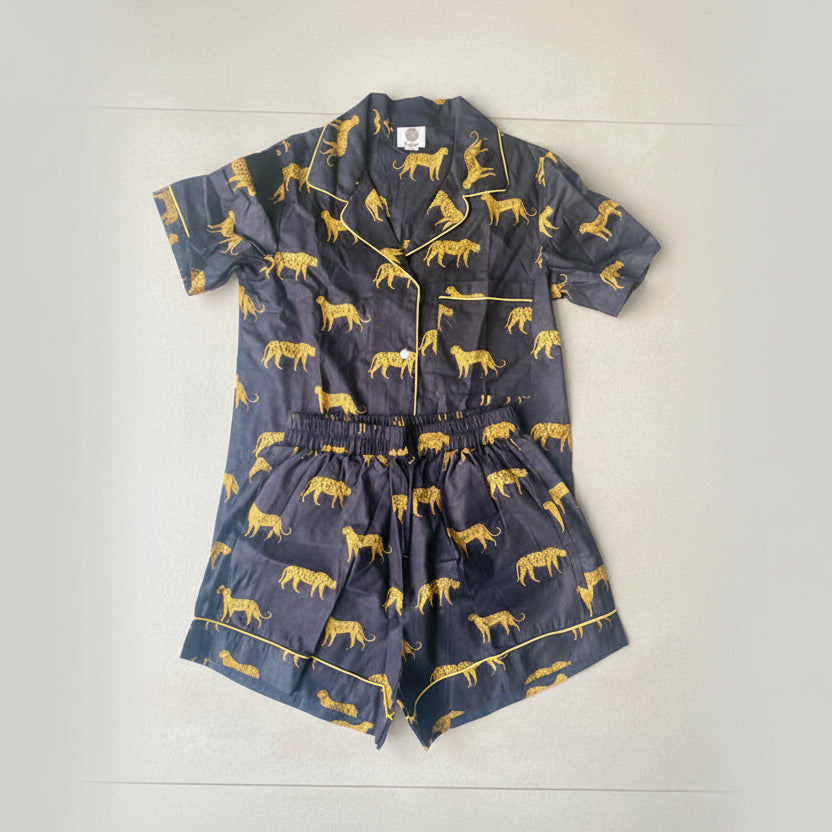 100% Katoenen zomerpyjama - Midnight Leopard 🖤