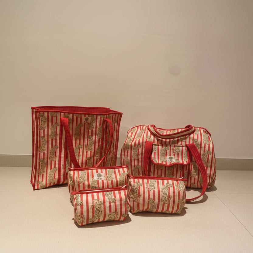 Weekendtas red striped leopard ❤️