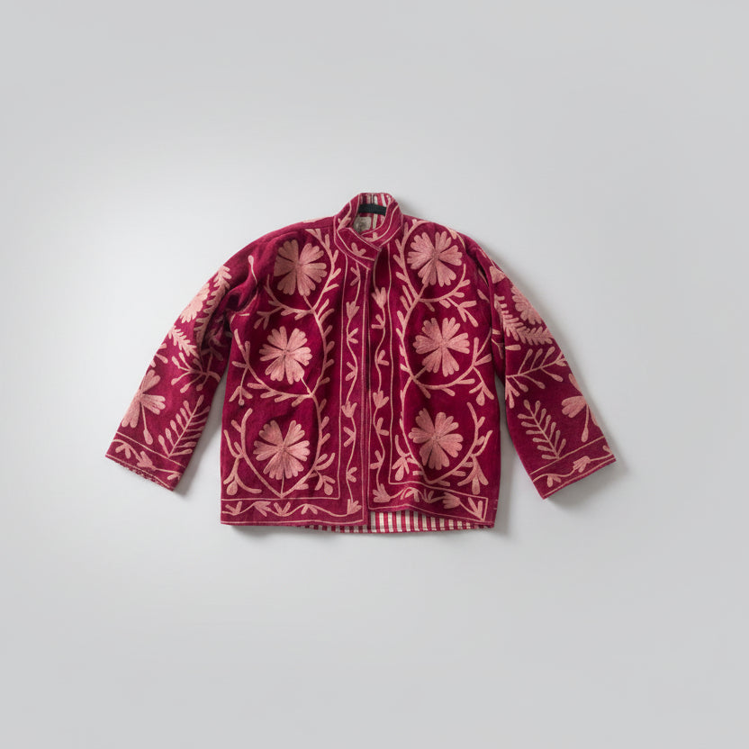Suzani velvet jasje burgundy