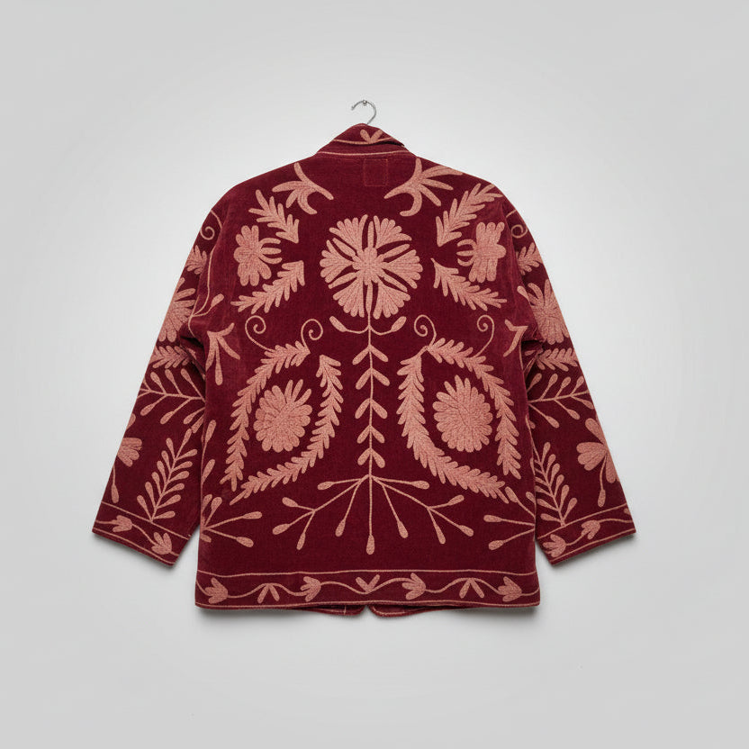 Suzani velvet jasje burgundy
