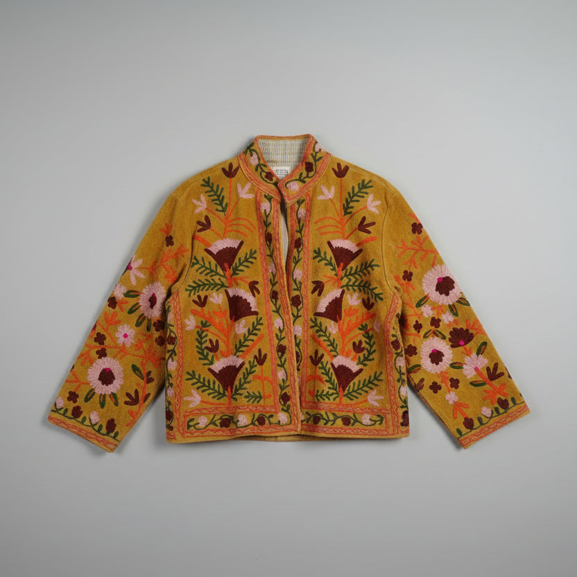 Suzani velvet okergeel