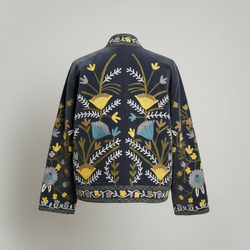 Suzani velvet donkergrijs