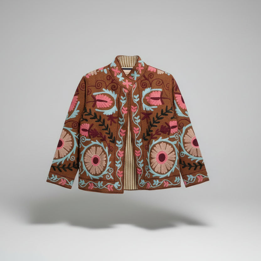 Suzani niet-geweven katoen camel