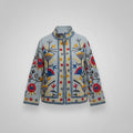 Suzani katoen grijs/blauw
