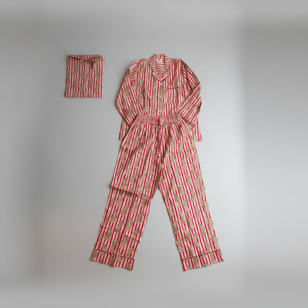 100% Katoenen pyjama - Red Leopard 🐆