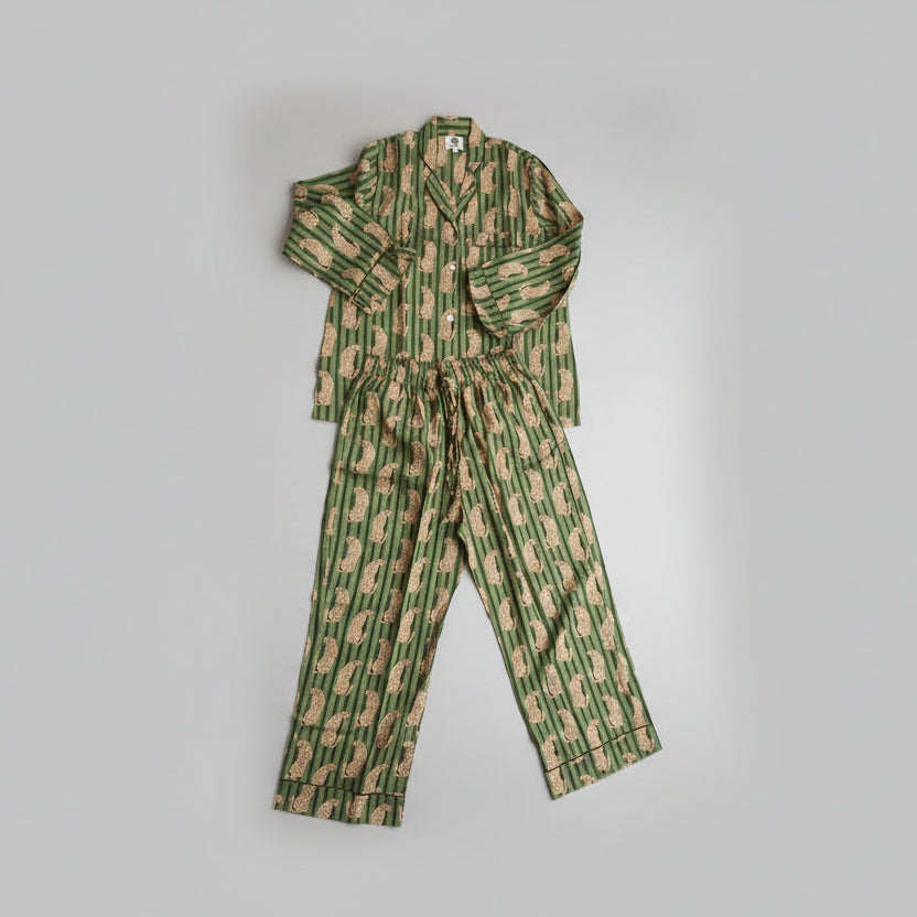 100% Katoenen pyjama - Green Leopard 🐆