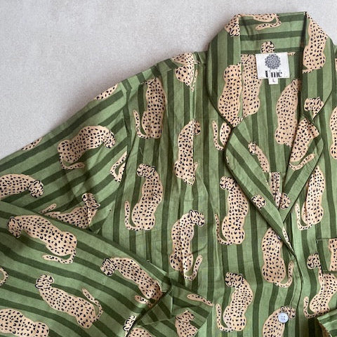 100% Katoenen pyjama - Green Leopard 🐆