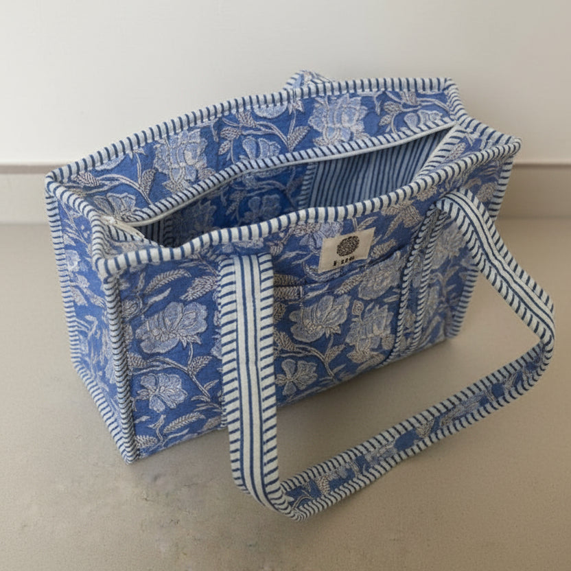 Flower Medium Totebag - Blue