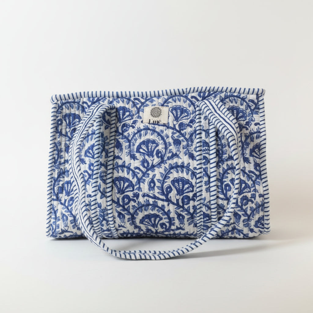 Flower Medium Totebag - Blue Floral