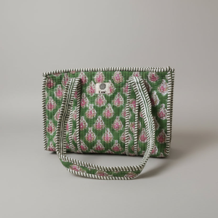 Flower Medium Totebag - Green