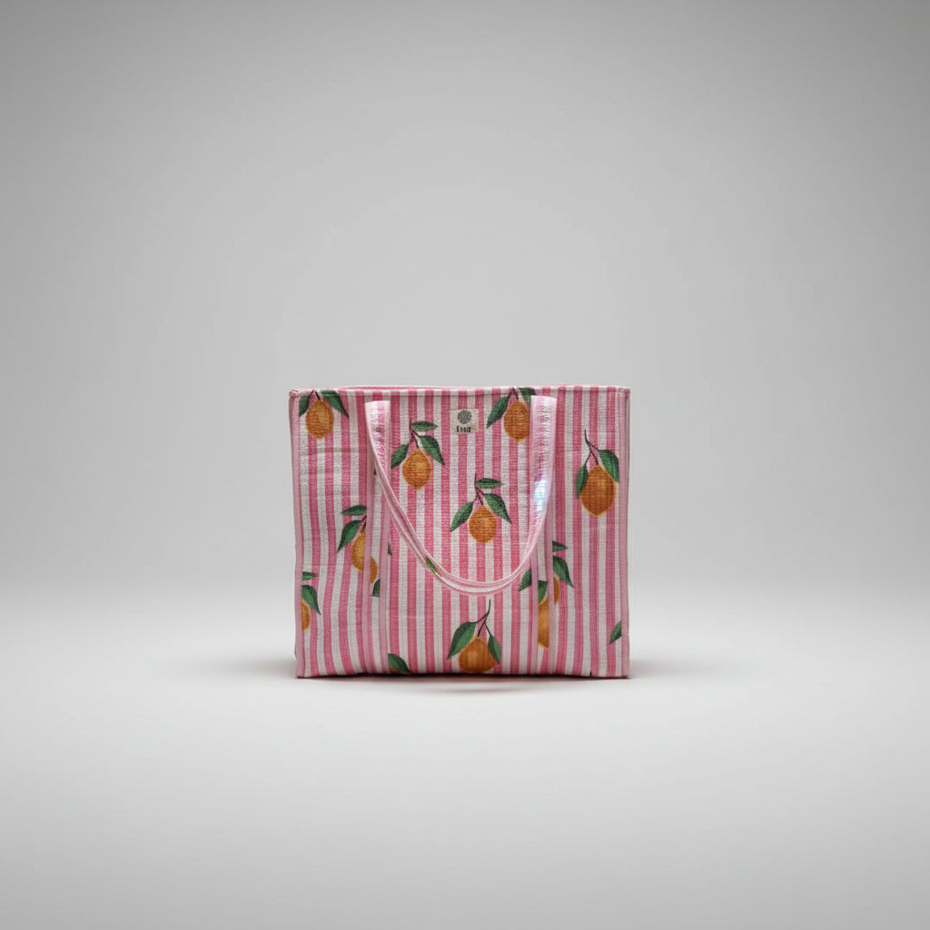 Draagtas pink striped lemon