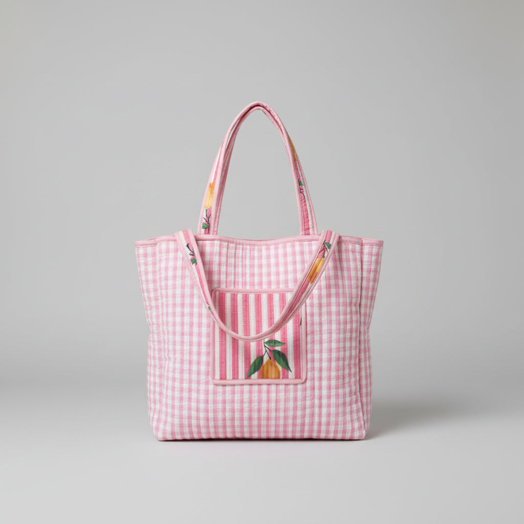 Draagtas pink striped lemon