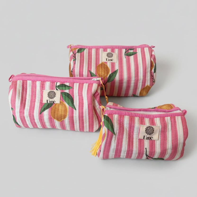 Toilettas pink striped lemon