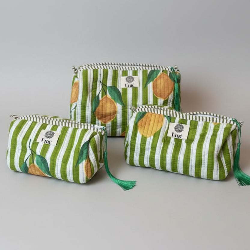 Toilettas green striped lemon