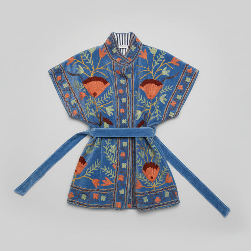 Suzani velvet blauw mouwloos