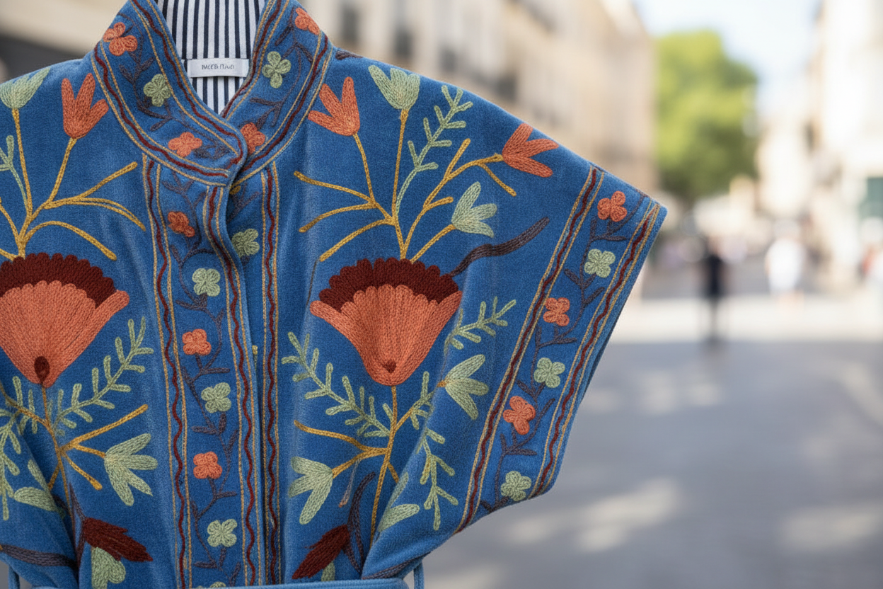 Suzani velvet blauw mouwloos