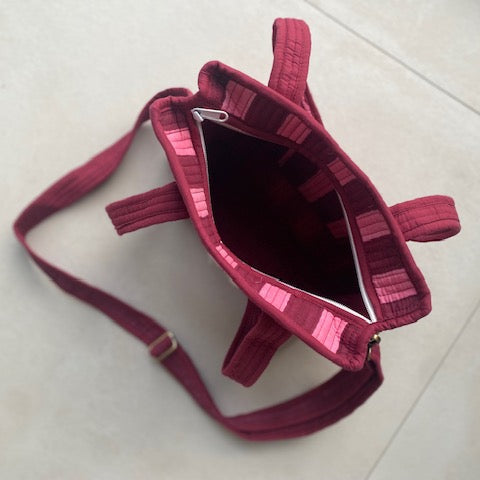 Mini Totebag - Burgundy Stripes