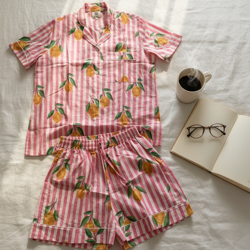 100% katoenen pyjama - Pink Lemon 🍋