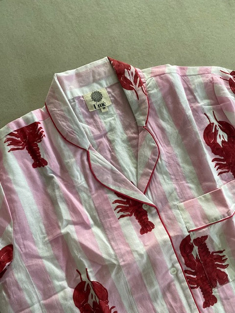 100% katoenen pyjama - Pink Striped Lobster 🦞