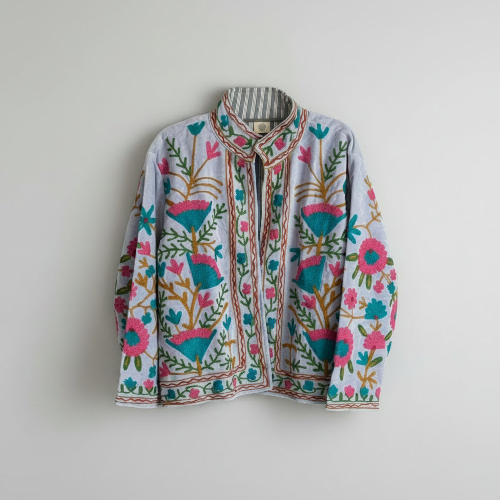 Suzani velvet grijsblauw